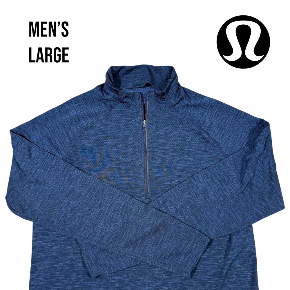Lululemon x Flywheel Metal Vent Tech 1/2 Zip Men's Large Navy Blue Collab‎ Gym